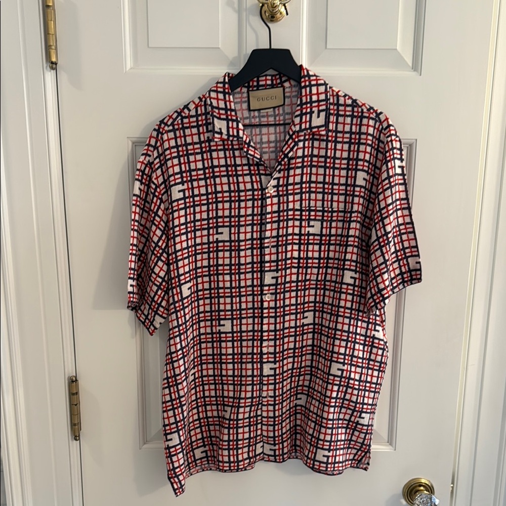 Gucci Red and White Casual Button Down Shirt